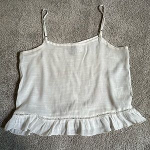 Sheer ruffle trim top